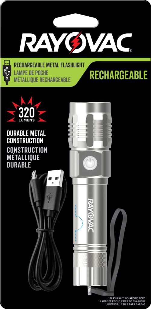 Rayovac Industrial Rechargeable metal flashlight torch